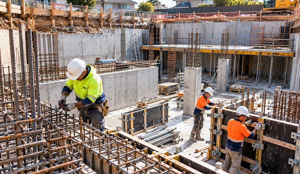 Basement Foundation Construction Site