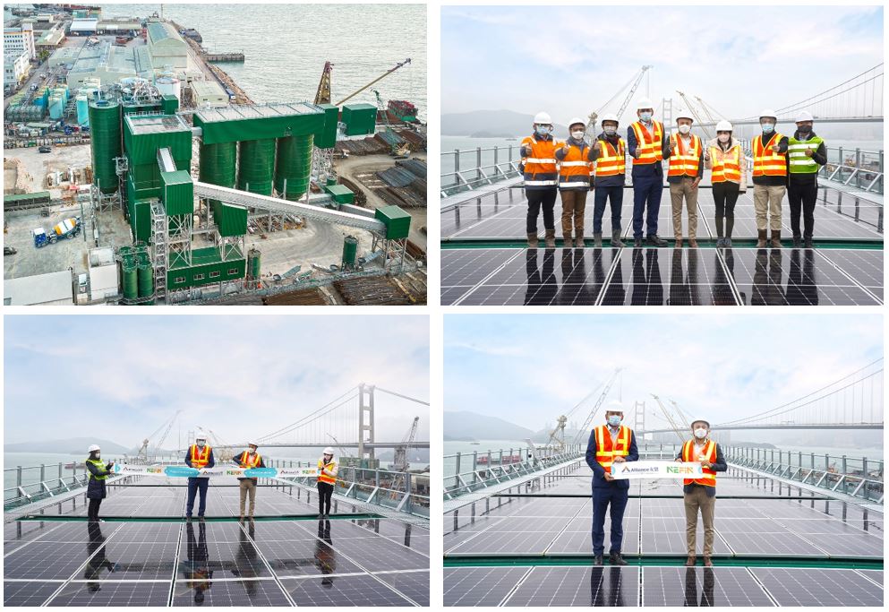 Captions:Top left: Aerial view of solar PV systems on Sai Tso Wan 2 PlantTop right: Alliance & NEFIN team photoBottom left: Ribbon-cutting ceremony signifying completion of the projectBottom right: Mr Dan Ahern, General Manager of Alliance (left) and Mr Eric Leung, Business Development Director of NEFIN Hong Kong (right)