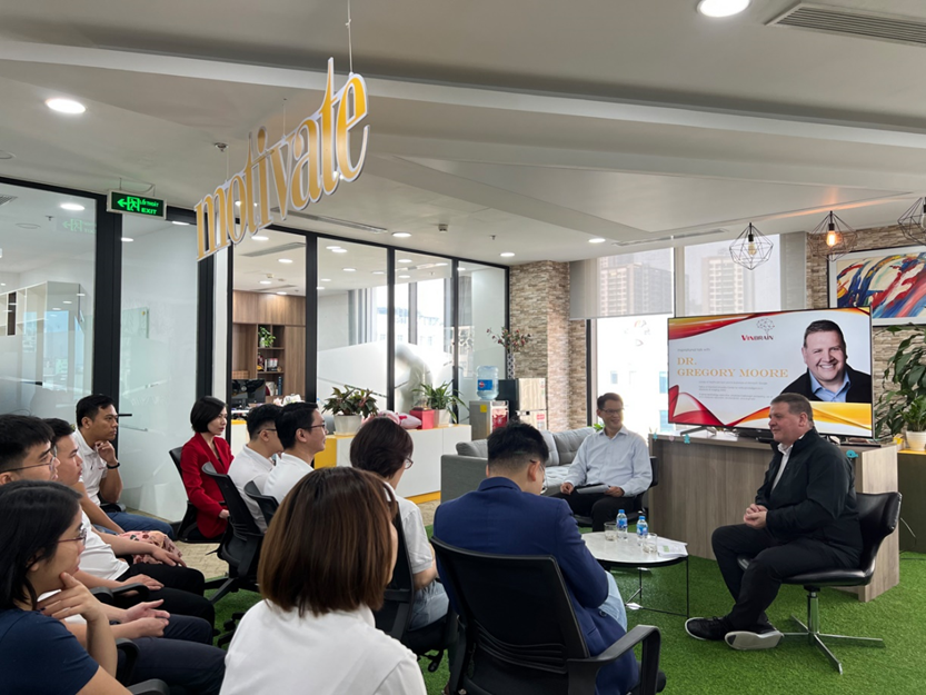 Gregory Moore, MD, Ph.D. in Radiological Sciences from MIT, Corporate Vice President of Microsoft Health visit VinBrain's HQ in Hanoi, Vietnam - March 2023.
