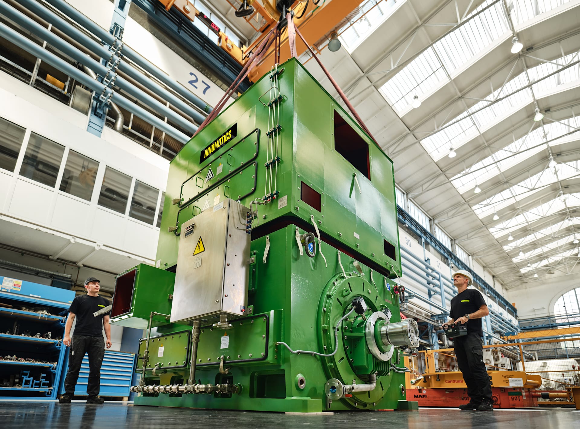 The Innomotics HV Series HS-modyn built at Dynamowerk in Berlin, setting standards when it comes to the availability of compressor drives: due to the unique rotor design it has the highest degree of reliability and minimum maintenance costs./Innomotics